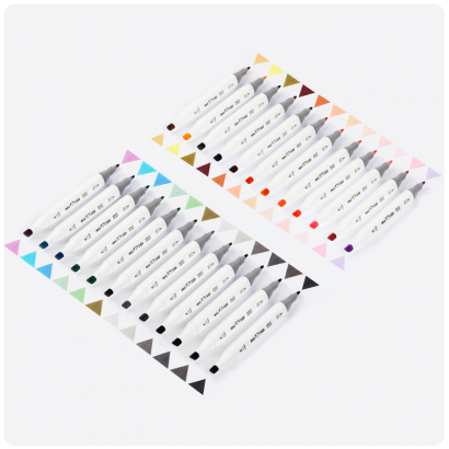 Набор двусторонних маркеров для скетчинга MESHU 24 пастельных цвета