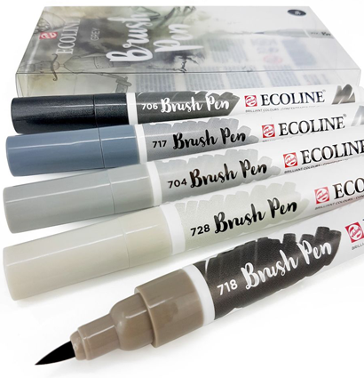 Акварельные маркеры Ecoline Brush Pen в наборе 5 Grey (серые)