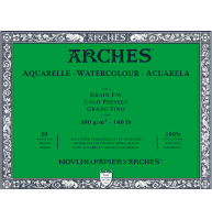 Arches Aquarelle Fin блок бумаги для акварели из хлопка 18х26см / 20 листов / 300 гм (среднезернистая)