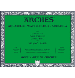 Arches Aquarelle Fin блок бумаги для акварели из хлопка 18х26см / 20 листов / 300 гм (среднезернистая)