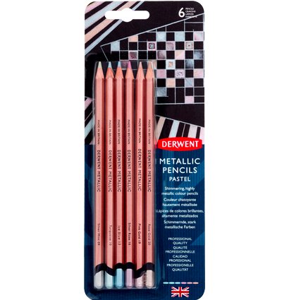 Набор цветных карандашей с цветом металлик Derwent Metallic Pastel 6 пастельных цветов в блистере