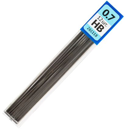 Набор грифелей для механического карандаша OfficeSpace 12 штук в кейсе толщина 0.7 мм, HB