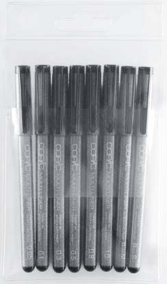 Набор черных капиллярных линеров Copic Multiliner 8 штук с разными перьями