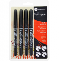 Набор черных маркеров для каллиграфии Manuscript Italic 4 вида пера