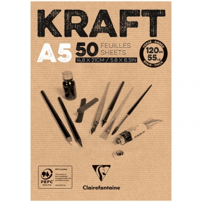 Альбом для эскизов Kraft ClaireFontaine крафт-бумага верже А5 / 50 листов / 120 гм