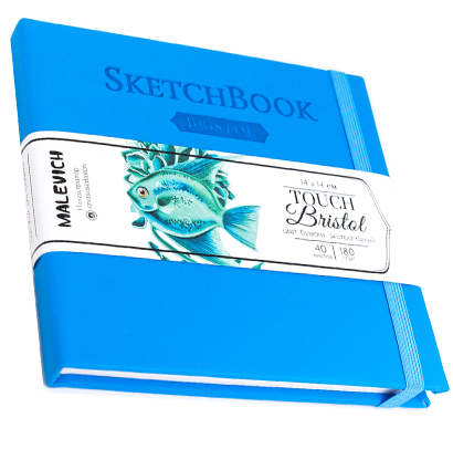 Скетчбук для маркеров и графики Bristol Touch Малевичъ голубой 14х14 см / 40 листов / 180 гм