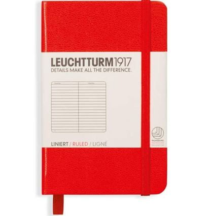 Записная книжка Leuchtturm «Pocket Mini» A7 в линейку красная 171 стр.