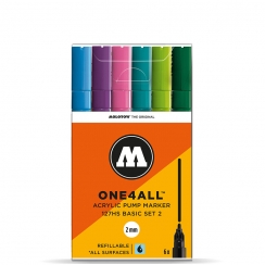 Набор акриловых маркеров Molotow ONE4ALL "Базовый 2" 6 шт / 2 мм
