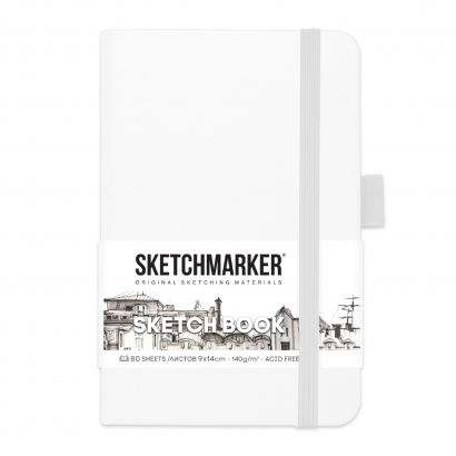 Скетчбук Sketchmarker белый с твердой обложкой А6 / 80 листов / 140 гм