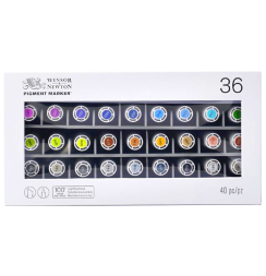 Набор маркеров для ткани, холста и бумаги Pigment Marker Winsor & Newton 36 Set в кейсе