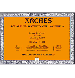 Arches Aquarelle Torchon блок бумаги для акварели из хлопка 18х26см / 20 листов / 300 гм (крупнозернистая)