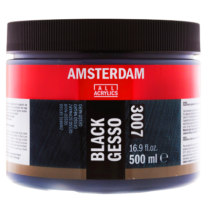 Грунт Gesso Amsterdam черный 3007 для акрила, масла и гуаши в банке 500 мл