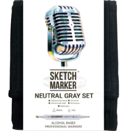 Набор маркеров Скетчмаркер / Sketchmarker "Neutral Gray - Нейтральные серые" 12 цветов в сумке