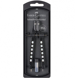 Циркуль Faber-Castell Factory черно-белый с грифелями в футляре