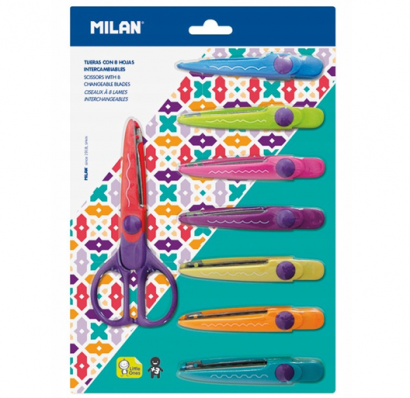 Набор фигурных ножниц Milan Zigzag с семью сменными насадками, длина 16 см