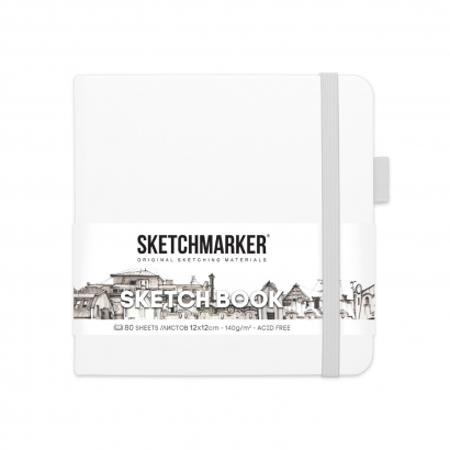 Скетчбук Sketchmarker белый с твердой обложкой квадратный 12х12 см / 80 листов / 140 гм