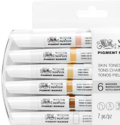 Набор маркеров по ткани, холсту и бумаге Pigment Marker 6 Skin Tones (телесные оттенки)
