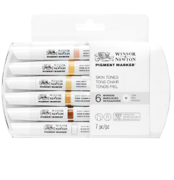 Набор маркеров по ткани, холсту и бумаге Pigment Marker 6 Skin Tones (телесные оттенки)