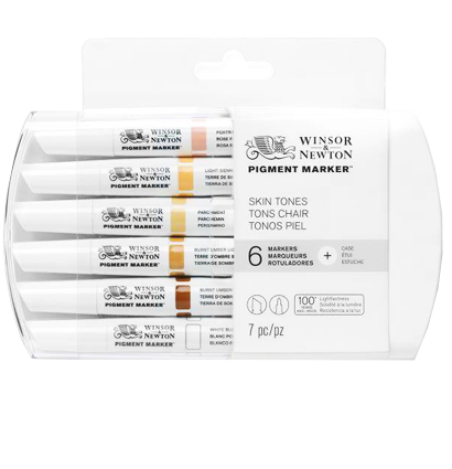 Набор маркеров по ткани, холсту и бумаге Pigment Marker 6 Skin Tones (телесные оттенки)