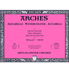 Arches Aquarelle Satin блок бумаги для акварели из хлопка 23х31см / 20 листов / 300 гм (сатиновая)