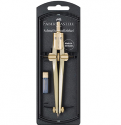 Циркуль Faber-Castell Stream 2020 золотой с грифелями в футляре