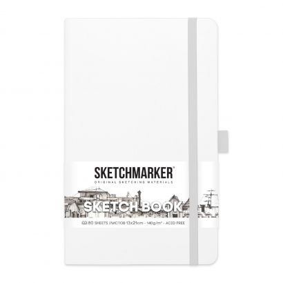 Скетчбук Sketchmarker белый с твердой обложкой А5 / 80 листов / 140 гм