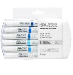 Набор маркеров по ткани, холсту и бумаге Pigment Marker 6 Blue Tones (голубые оттенки)
