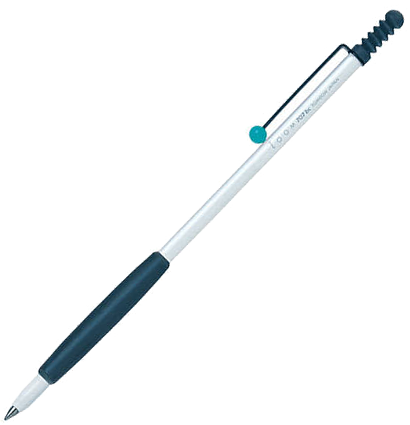 Ручка шариковая автоматическая Tombow ZOOM 707 корпус бело-бирюзовый линия 0.7 мм подарочная упаковка, черная