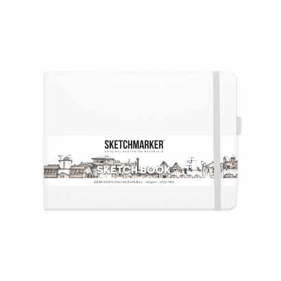 Скетчбук Sketchmarker белый с твердой обложкой горизонтальный А5 / 80 листов / 140 гм