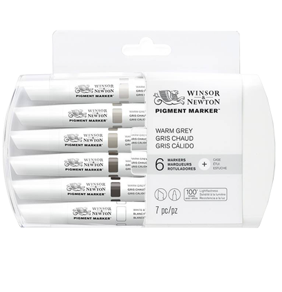 Набор маркеров по ткани, холсту и бумаге Pigment Marker 6 Warm Grey (теплые серые оттенки)
