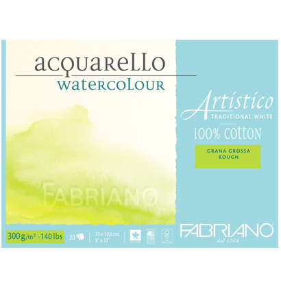 Альбом для акварели Fabriano Artistico Traditional White Rough из хлопка 18x26см / 12 листов / 300 гм (крупнозернистая)