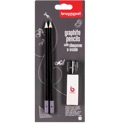 Набор чернографитных карандашей Bruynzeel Graphite Pencils HB 2 штуки с ластиком и точилкой