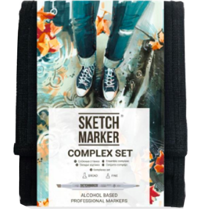 Набор маркеров Скетчмаркер / Sketchmarker "Complex Set " 12 цветов в сумке