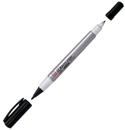 Маркер двусторонний перманентный Identi Pen Sakura черный (0.4-1 мм)