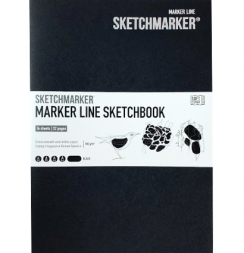 Скетчбук Sketchmarker Marker Line для маркеров черный с мягкой обложкой А5 / 16 листов / 160 гм