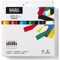Набор широких акриловых маркеров Liquitex Paint Marker Classic 6 цветов перо 15 мм (базовые)