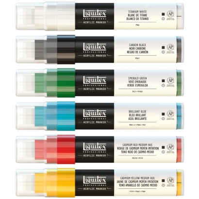Набор широких акриловых маркеров Liquitex Paint Marker Classic 6 цветов перо 15 мм (базовые)