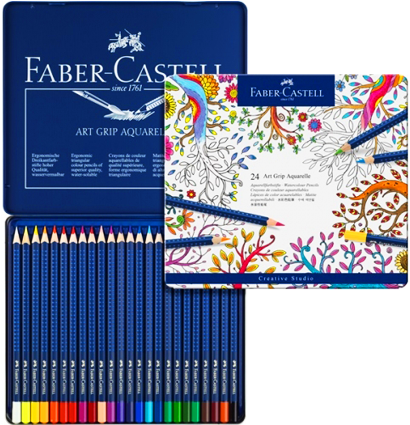 Акварельные карандаши Faber Castell Art Grip Aquarelle в наборе 24 цвета + кисть