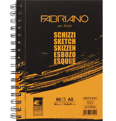 Альбом для зарисовок Fabriano Schizzi с мелкозернистой бумагой на спирали А5 / 60 листов / 90 гм