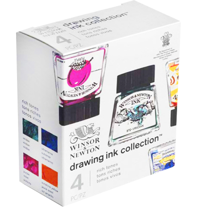 Набор туши для рисования Winsor&Newton Ink "Drawing Collections" 4 цвета по 14 мл