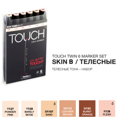 Touch Twin 6 Skin B набор маркеров для скетчинга (телесные)