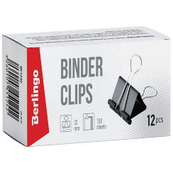 Зажимы для бумаги или скетчбука Berlingo 12 штук размер 32 мм (чёрные)