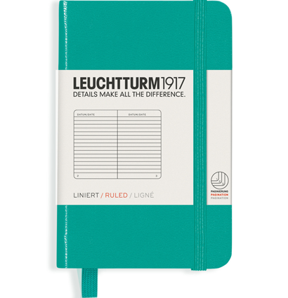 Записная книжка Leuchtturm «Pocket Mini» A7 в линейку изумрудная 171 стр.