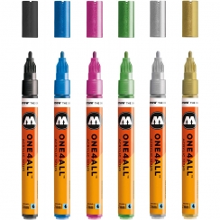 Набор акриловых маркеров Molotow ONE4ALL "Металлик" 6 шт / 2 мм