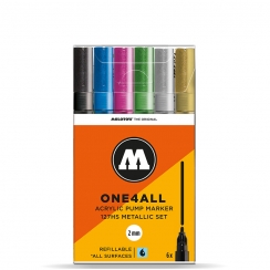 Набор акриловых маркеров Molotow ONE4ALL "Металлик" 6 шт / 2 мм