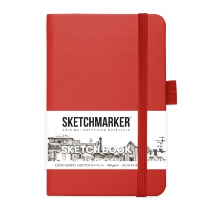 Скетчбук Sketchmarker красный с твердой обложкой А6 / 80 листов / 140 гм