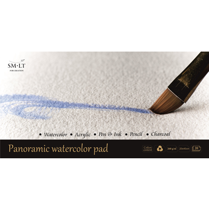 Универсальный панорамный альбом для акварели SMLT Panoramic watercolor pad 40х20 см / 20 листов / 260 гм