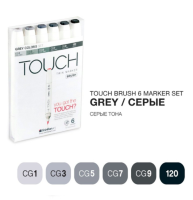 Touch Brush 6 Grey набор маркеров для скетчинга (серые)