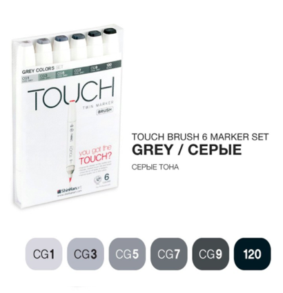 Touch Brush 6 Grey купить набор маркеров с кистью
