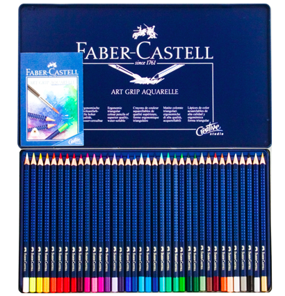Акварельные карандаши Faber Castell Art Grip Aquarelle в наборе 36 цветов + кисть